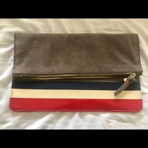 Clare V suede fold over clutch bag